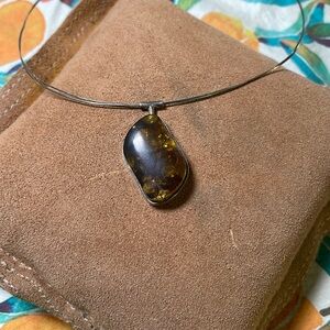 Amber and sterling silver necklace